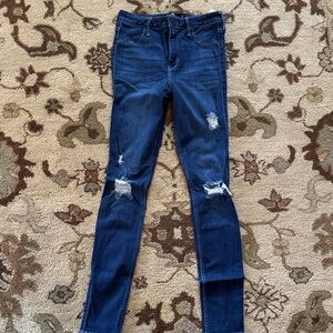 Hollister Dark Blue Distressed Skinny Jeans